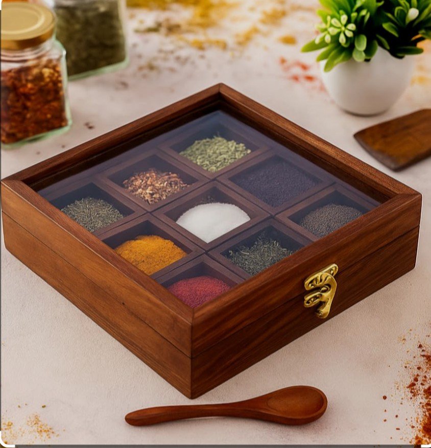 Wooden Spice Box (মসলা বক্স)
